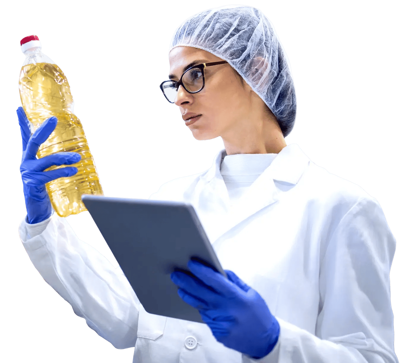 Woman checking produce